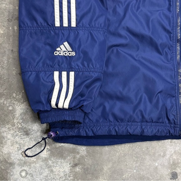 Vintage Adidas Reversible Y2K 3-Stripe Hooded Puffer Jacket - Picture 3 of 9